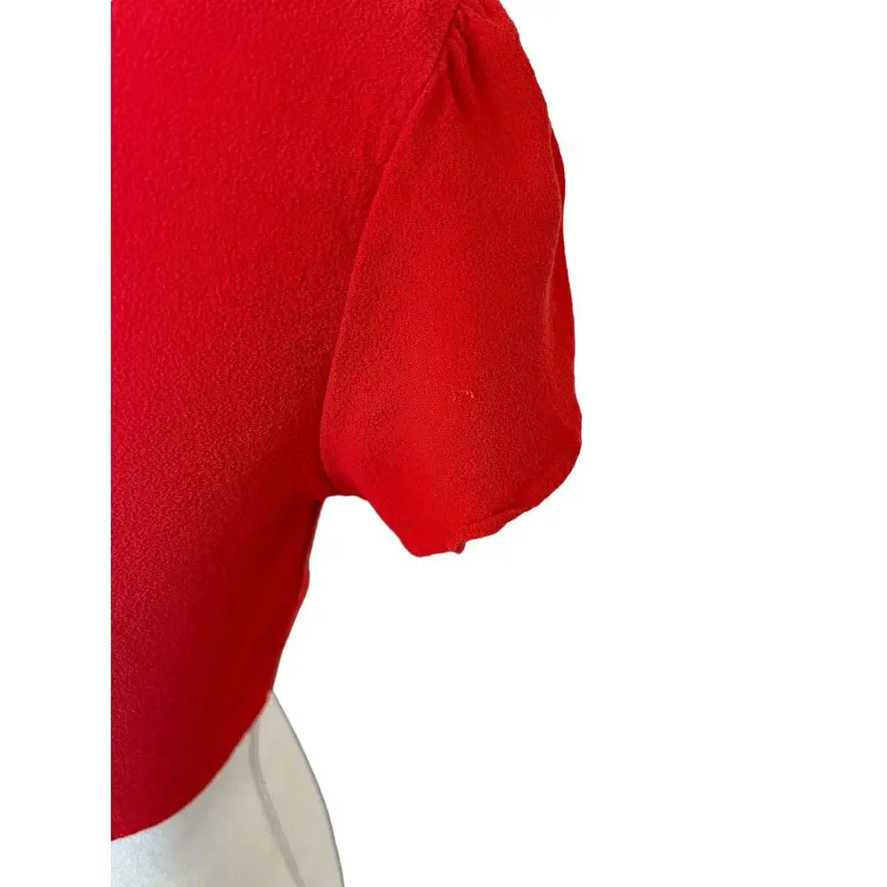 Flynn Skye That's a Wrap Crop Top Flutter Sleeve Coral Size Small Summer Beach - Picture 10 of 10